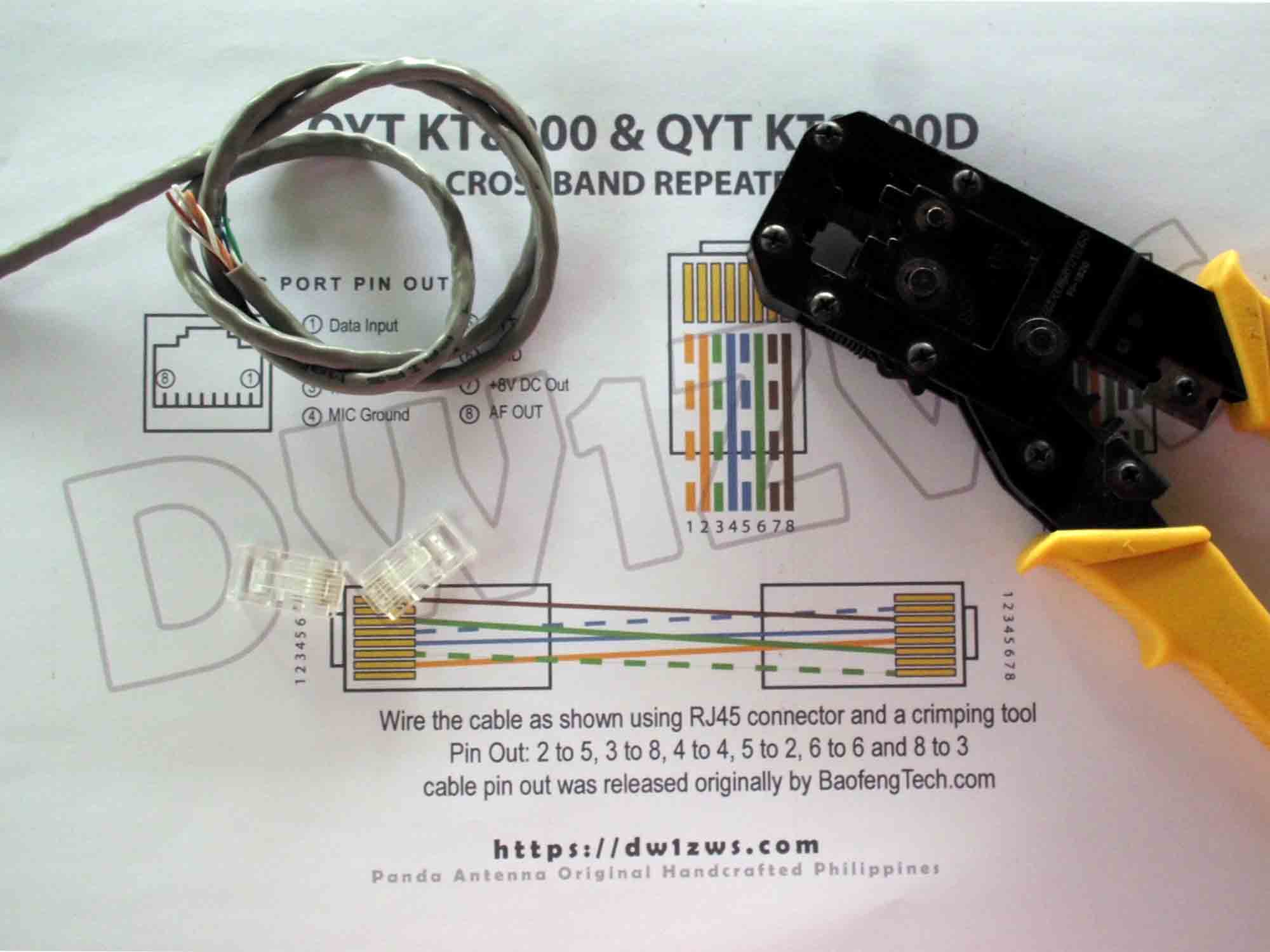 DIY X-Band Repeater Cable for KT8900 and 8900D and variants