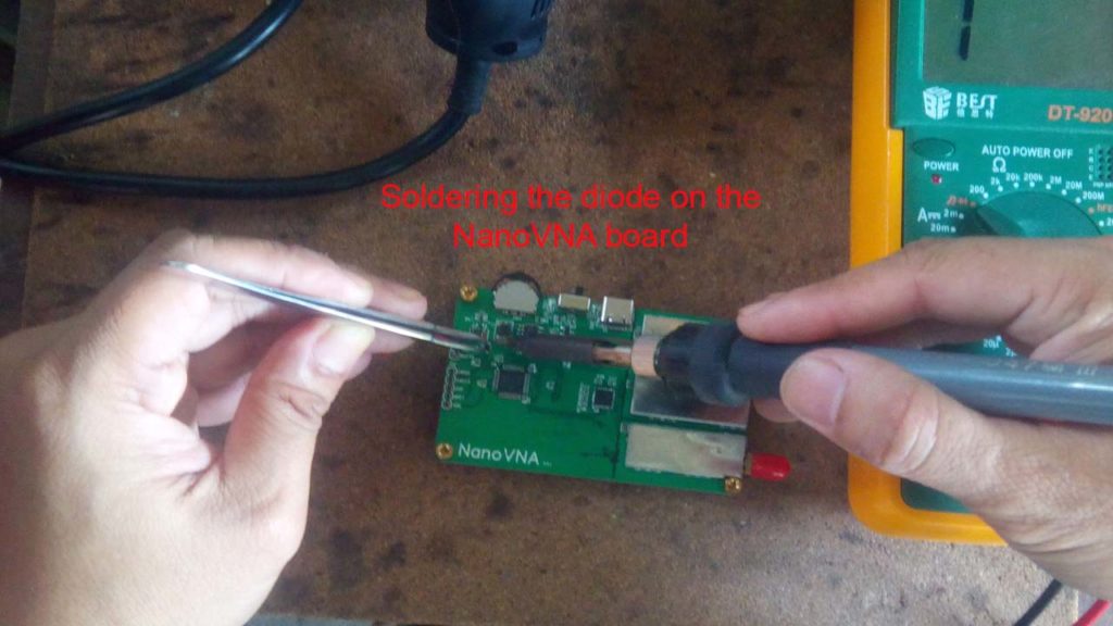 soldering the diode on nanovna board