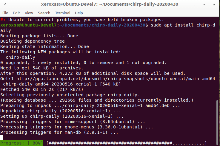 Installing Chirp Ubuntu 20.04